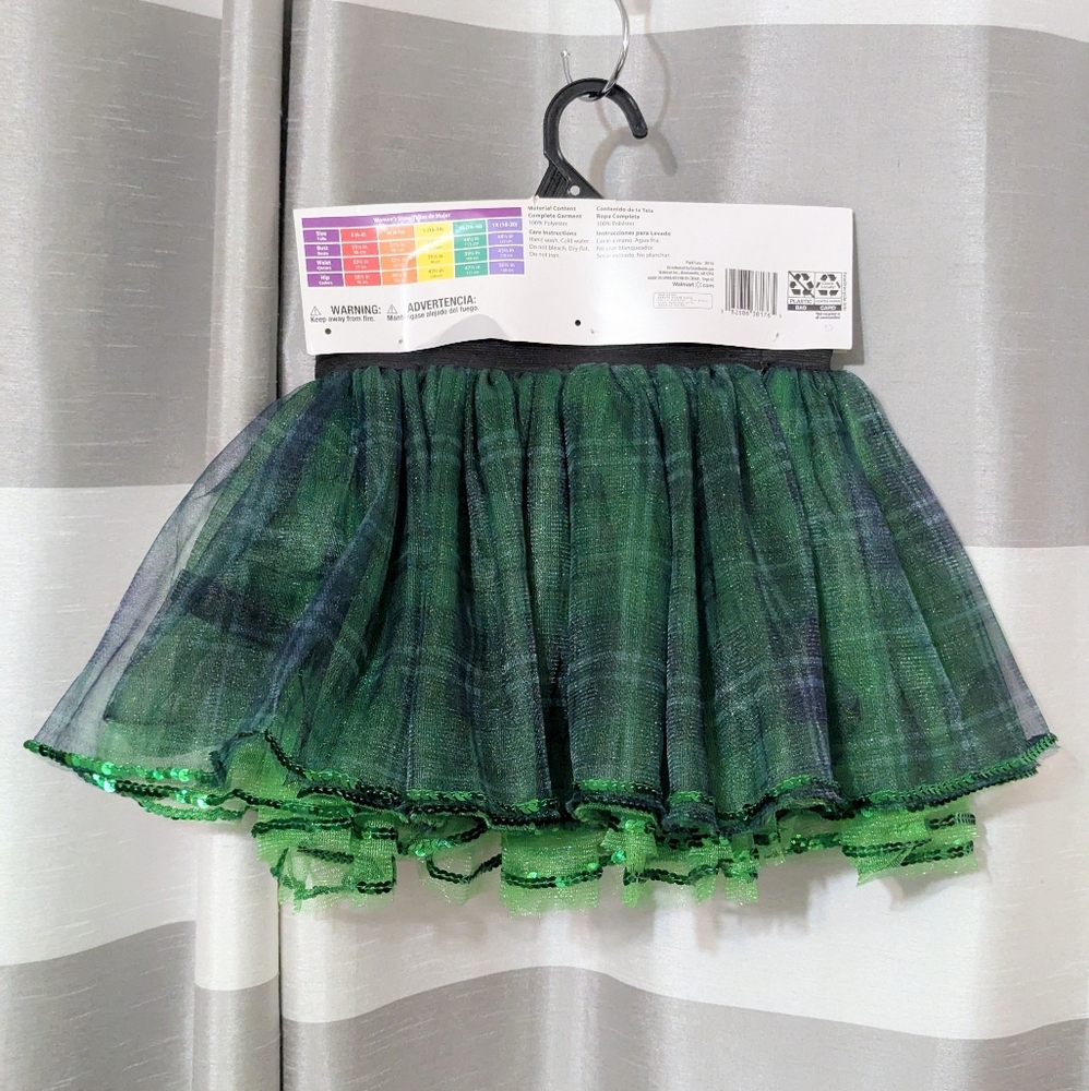 St. Patrick's Day Plaid Green Multilayered Tutu Skirt One Size - Picture 3 of 6